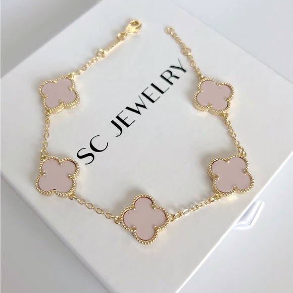 Pink Clover Bracelet Four Leaf Luxury Jewelry Baby Pink Clover - Picture 5 of 11